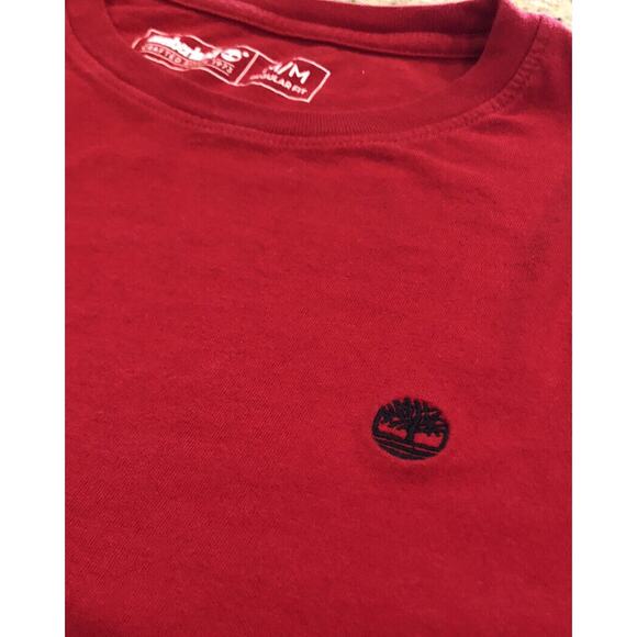 Timberland Red Short Sleeve T-Shirt Men’s Medium | Casual Logo Tee - Picture 3 of 6